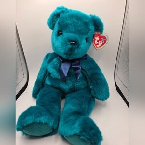 Ty Beanie Buddy Teddy The Teal Colored Original Old Face Bear